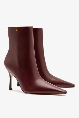 Bota Carine Mini Couro Bordô Boot Larroudé