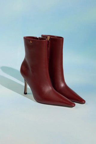Bota Carine Mini Couro Bordô Boot Larroudé