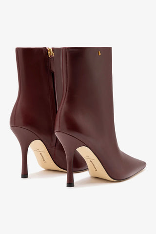 Bota Carine Mini Couro Bordô Boot Larroudé