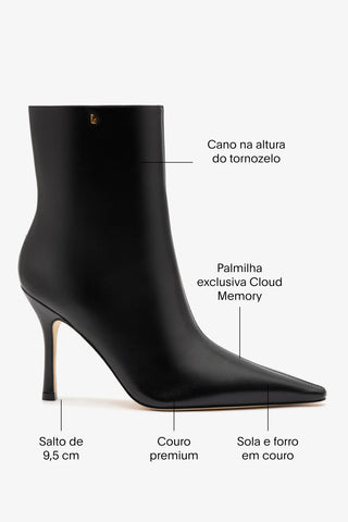 Bota Carine Mini Couro Preto Boot Larroudé