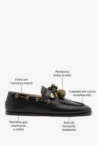 Mocassim Boat Shoe Cyprus Couro Preto Shoes Larroude