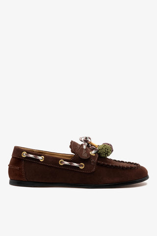 Mocassim Boat Shoe Cyprus Camurça Marrom Loafer Larroudé