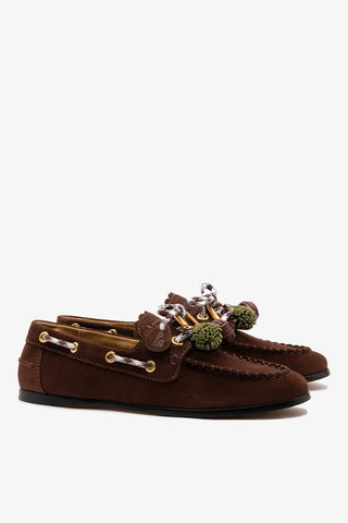 Mocassim Boat Shoe Cyprus Camurça Marrom Loafer Larroudé