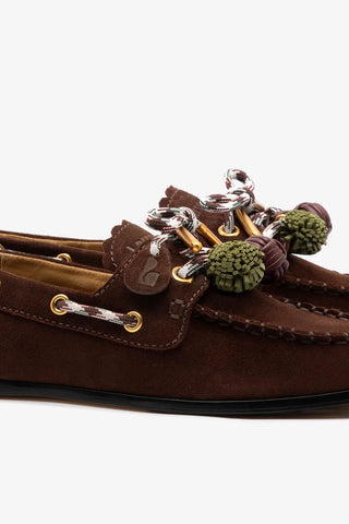 Mocassim Boat Shoe Cyprus Camurça Marrom Loafer Larroudé