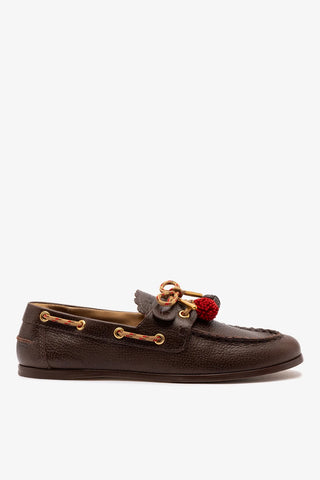 Mocassim Boat Shoe Cyprus Couro Marrom Loafer Larroudé