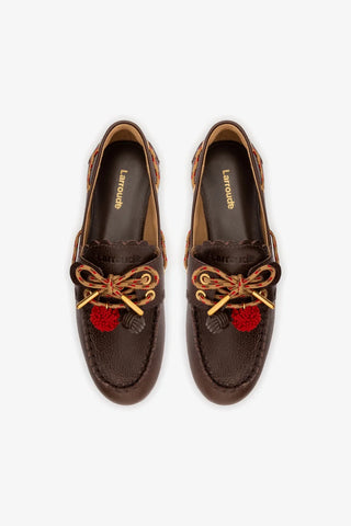 Mocassim Boat Shoe Cyprus Couro Marrom Loafer Larroudé