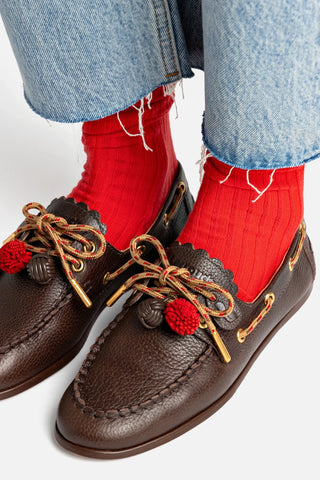 Mocassim Boat Shoe Cyprus Couro Marrom Loafer Larroudé