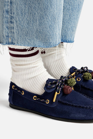 Mocassim Boat Shoe Cyprus Camurça Azul Loafer Larroudé