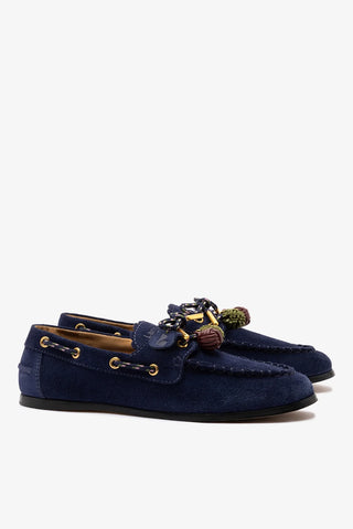 Mocassim Boat Shoe Cyprus Camurça Azul Loafer Larroudé