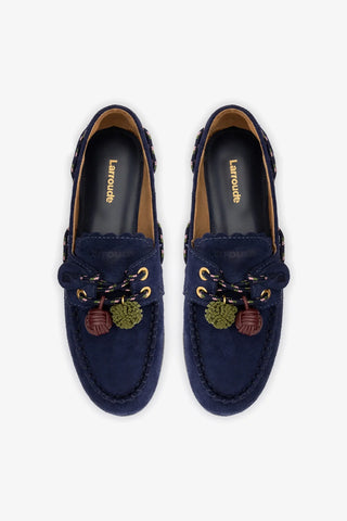 Mocassim Boat Shoe Cyprus Camurça Azul Loafer Larroudé