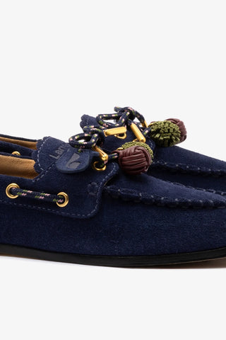 Mocassim Boat Shoe Cyprus Camurça Azul Loafer Larroudé