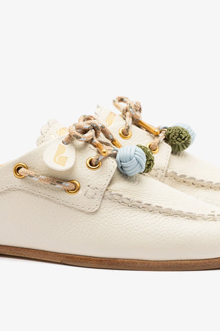 Mule Cyprus Couro Off White Mule Larroudé