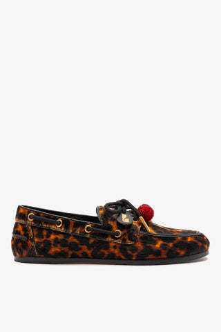 Mocassim Boat Shoe Cyprus Couro Leopardo Loafer Larroudé