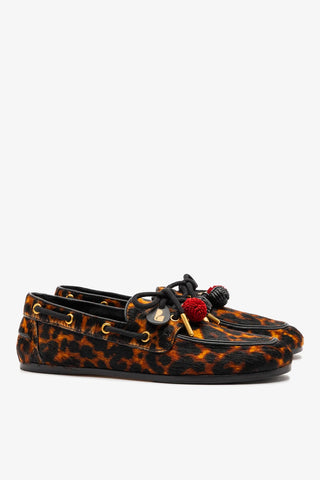 Mocassim Boat Shoe Cyprus Couro Leopardo Loafer Larroudé
