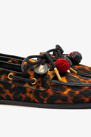Mocassim Boat Shoe Cyprus Couro Leopardo Loafer Larroudé