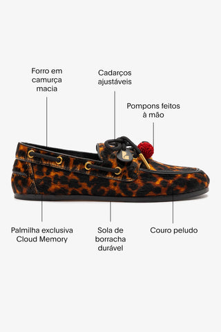 Mocassim Boat Shoe Cyprus Couro Leopardo Loafer Larroudé
