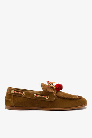 Mocassim Boat Shoe Cyprus Camurça Caramelo Loafer Larroudé
