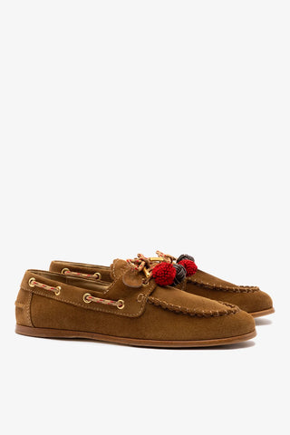 Mocassim Boat Shoe Cyprus Camurça Caramelo Loafer Larroudé
