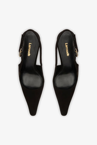 Slingback Carine Camurça Preto Pump Larroudé