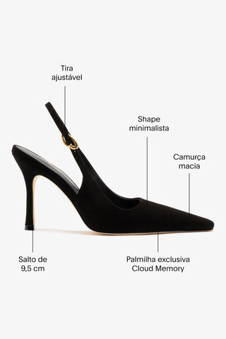 Slingback Carine Camurça Preto Pump Larroudé