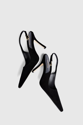 Slingback Carine Camurça Preto Pump Larroudé