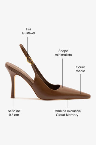 Slingback Carine Couro Marrom Pump Larroudé