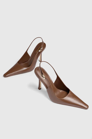 Slingback Carine Couro Marrom Pump Larroudé