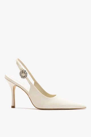 Slingback Carine Cetim Branco Pump Larroudé