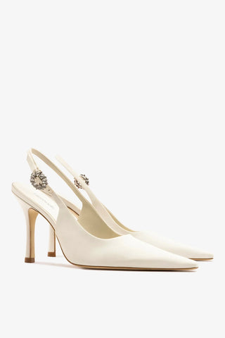 Slingback Carine Cetim Branco Pump Larroudé