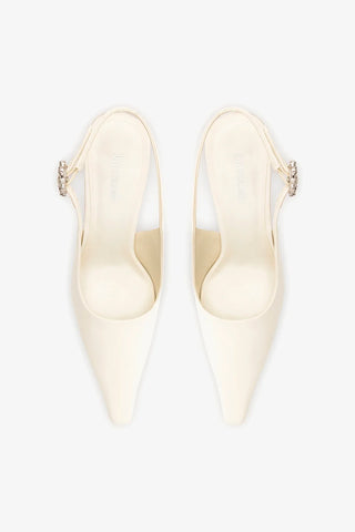 Slingback Carine Cetim Branco Pump Larroudé