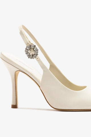 Slingback Carine Cetim Branco Pump Larroudé