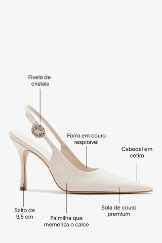 Slingback Carine Cetim Branco Pump Larroudé