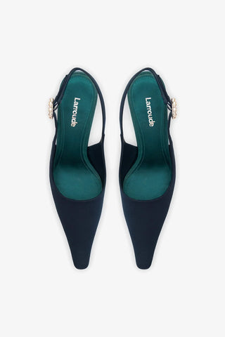 Slingback Carine Cetim Azul Pump Larroudé