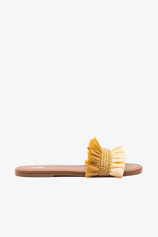 Flat Bahia Ráfia e Couro Bege Flat Sandal Larroudé