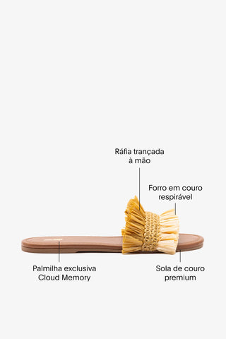 Flat Bahia Ráfia e Couro Bege Flat Sandal Larroudé