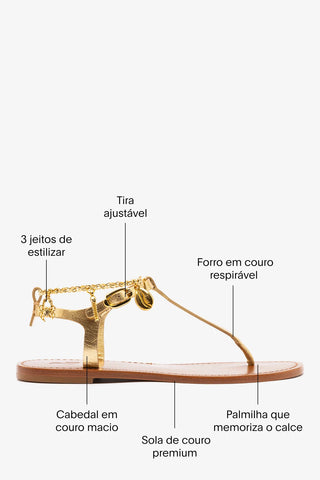 Sandália Flat Gipsy Couro Dourado Flat Sandal Larroudé