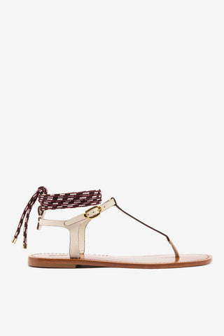 Sandália Flat Gipsy Couro Off White Flat Sandal Larroudé