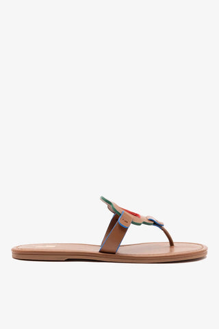 Sandália Flat Margherita Couro Caramelo Flat Larroudé