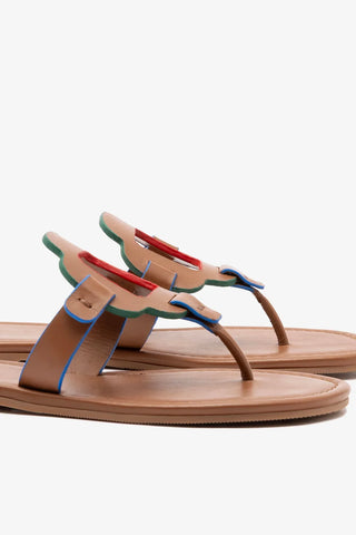 Sandália Flat Margherita Couro Caramelo Flat Larroudé