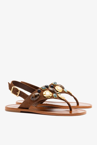 Sandália Flat Talitha Camurça Marrom Flat Sandal Larroudé