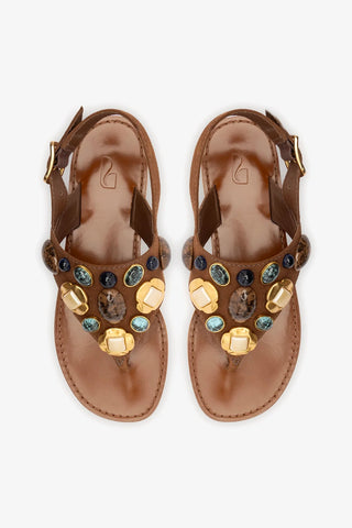 Sandália Flat Talitha Camurça Marrom Flat Sandal Larroudé