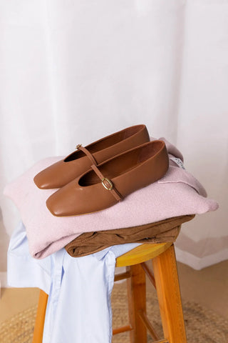 Sapatilha Misty Couro Caramelo Ballerina Larroudé
