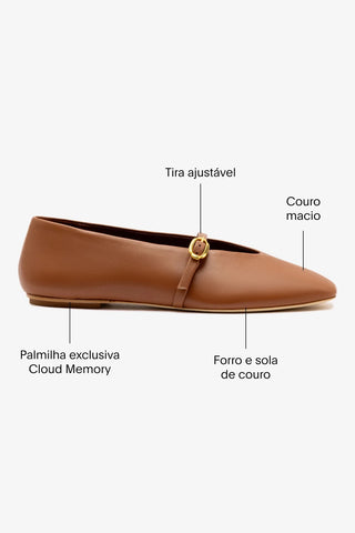 Sapatilha Misty Couro Caramelo Ballerina Larroudé