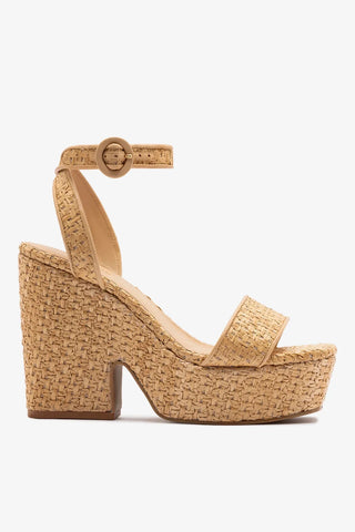 Sandália Plataforma Cher Strap Ráfia Natural Sandal Larroudé
