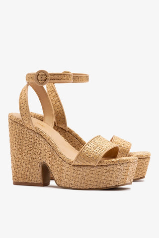 Sandália Plataforma Cher Strap Ráfia Natural Sandal Larroudé