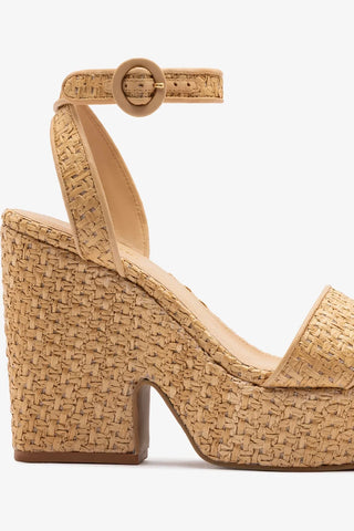 Sandália Plataforma Cher Strap Ráfia Natural Sandal Larroudé