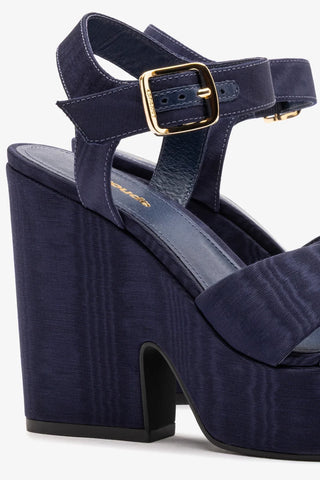 Sandália Plataforma Cher Seda Azul Sandal Larroudé