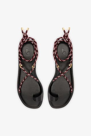Sandália Flat Antibes Couro Preto Flat Sandal Larroudé