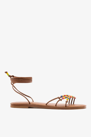 Larroudé x Ciao Lucia: Sandália Flat Susana Couro Caramelo Sandal Larroudé x Ciao Lucia