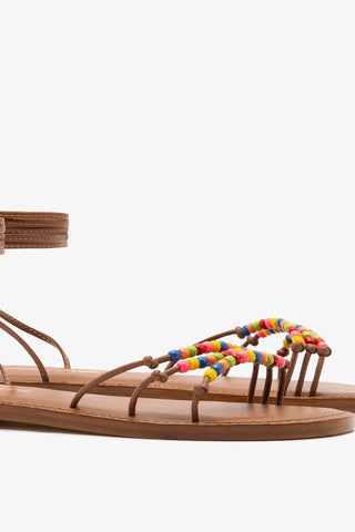 Larroudé x Ciao Lucia: Sandália Flat Susana Couro Caramelo Sandal Larroudé x Ciao Lucia